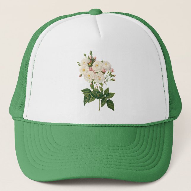 Vintageblommor Blush Noisette Ros Redoute Keps (Framsida)