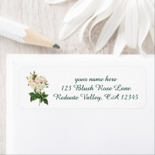 Vintageblommor Blush Noisette Ros Redoute Returadress Etikett