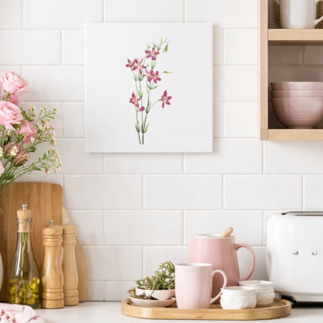 Vintageblommor - Centaurium av Mary Vaux Walcott Kakelplatta (Vintage Flowers - Centaurium by Mary Vaux Walcott Ceramic Tile)
