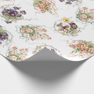 Vintageblommor, Filigree och rosett band Presentpapper