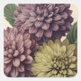 Vintageblommor Fyrkantigt Klistermärke