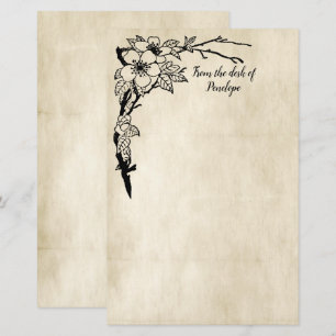 Vintageblommor Gammalt Pergament Lägg Till Ditt Na Brevpapper