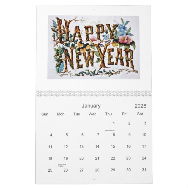 Vintageblommor Kalender (Jan 2026)