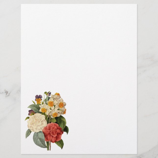 Vintageblommor, kamelior och narcissus, Redoute (Framsida)