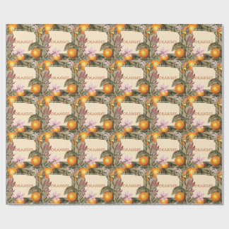 Vintageblommor och apelsiner presentpapper