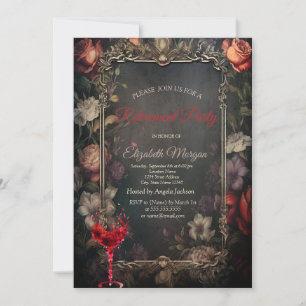 Vintageblommor RosorGothic vinglas Pensionering Inbjudningar
