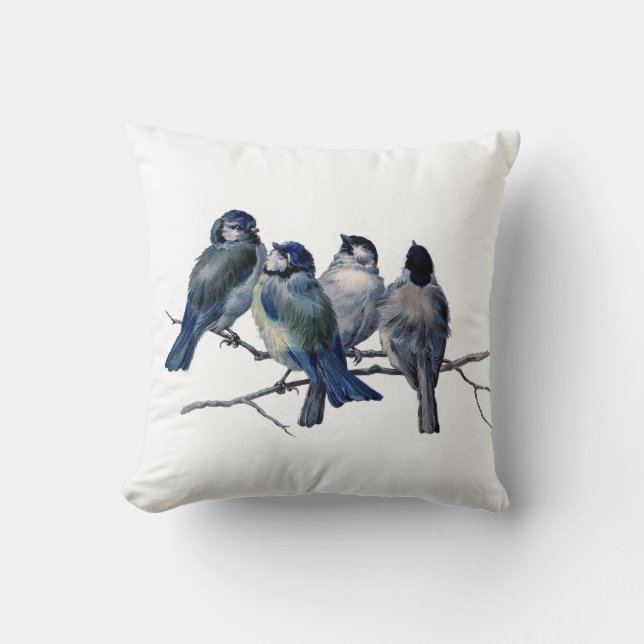Vintagebluebirds på en grendekorativ kudde (Framsida)