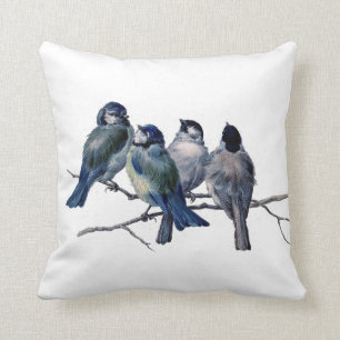 Vintagebluebirds på en grendekorativ kudde