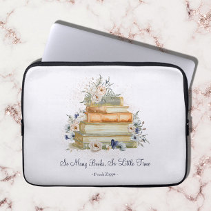 Vintageböcker Beige Blå Blommor Anpassad Citat Laptop Fodral