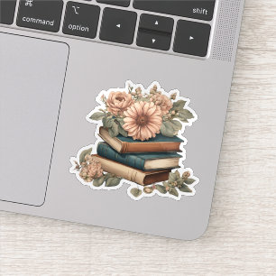 Vintageböcker med vattenfallande blommor Vattentät Klistermärken