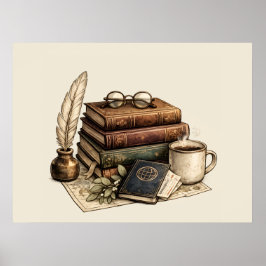Vintageböcker & Myshörna för Läsning | Poster