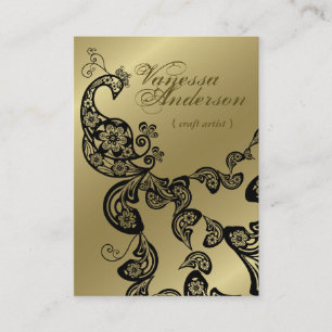 VintageBoho chic Paisley elegant blom- påfågel Visitkort