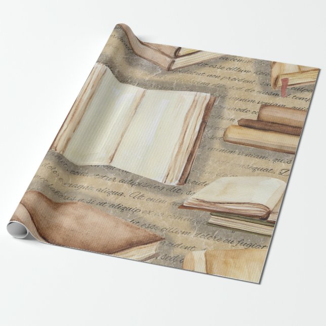 Vintagebok som slår in papper rulle presentpapper (Utrullad)