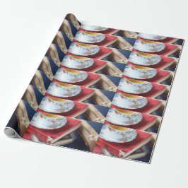 Vintagebokar med tea presentpapper