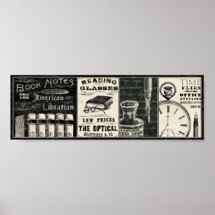 Vintagebokar och kontorsmateriel poster