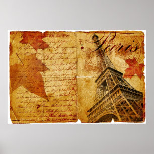 Vintagebokstäver av Paris Poster