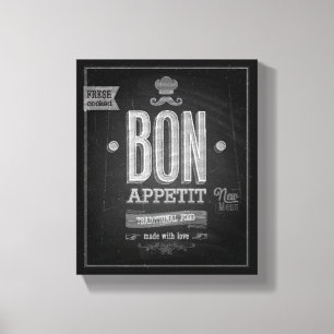 VintageBonAppetit affisch - svart tavla Canvastryck