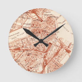 VintageBoston karta Rund Klocka