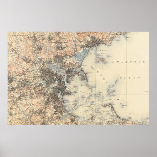 VintageBoston Topographic karta (1900) Poster