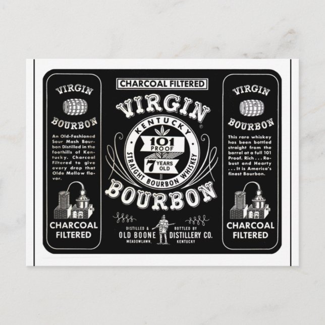 VintageBourbon etikett Vykort (Framsida)