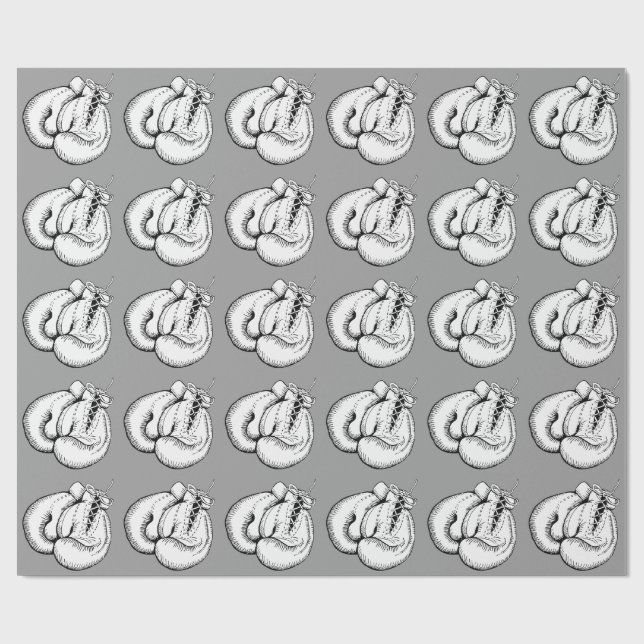 VINTAGEBOXNINGHANDSKAR (GRÅ FÄRG) som slår in Presentpapper (Platt)