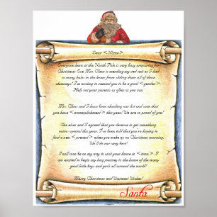Vintagebrev från Santa Poster