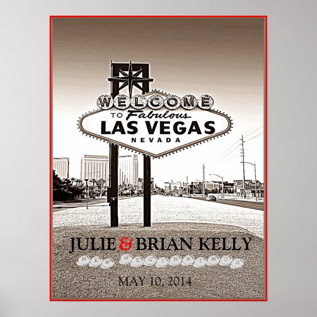 Vintagebröllop Las Vegas Gästbok Poster (Framsidan)