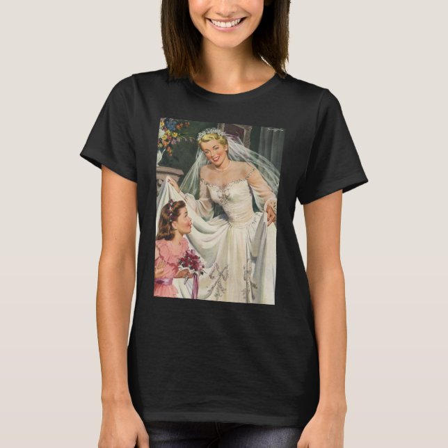 Vintagebröllop, Retrobrud med blomsterflicka Tee (Framsida)