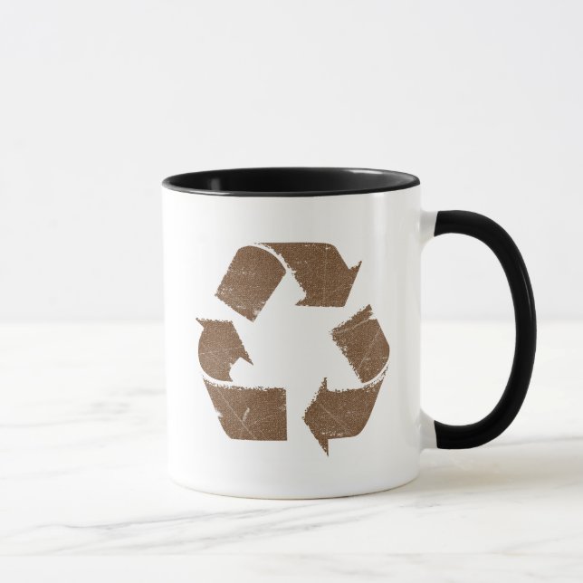 Vintagebruntåtervinnan undertecknar mugg (Höger)