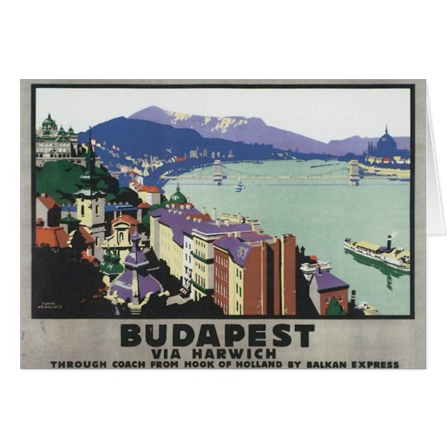 VintageBudapest Ungern Hälsningskort (Framsidan Horizontal)