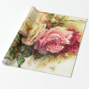 Vintagebukett med rosor presentpapper