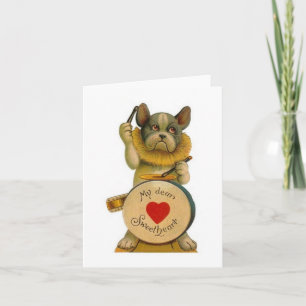 Vintagebulldoggvalentin kort för dag