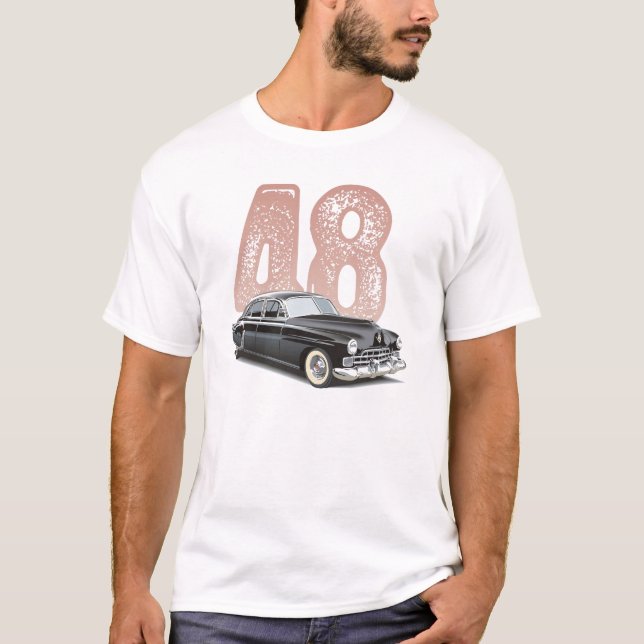 VintageCadillac Coupe 1948: Svart klassikerbil Tee Shirt (Framsida)