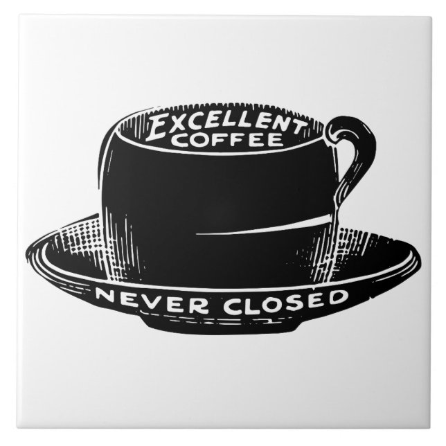 Vintagecafekaffe undertecknar keramiskt belägger kakelplatta (Framsidan)