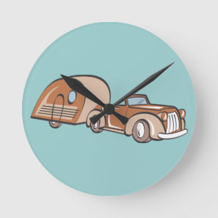 Vintagecampare och automatisk rund klocka