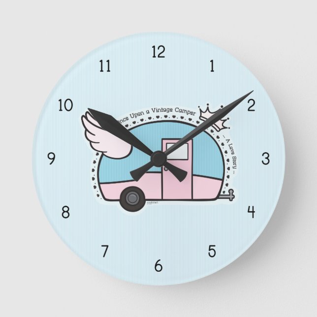 Vintagecamparesläp Rund Klocka (Framsida)