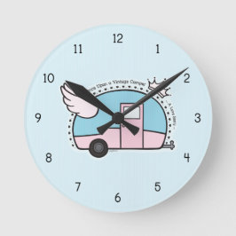 Vintagecamparesläp Rund Klocka