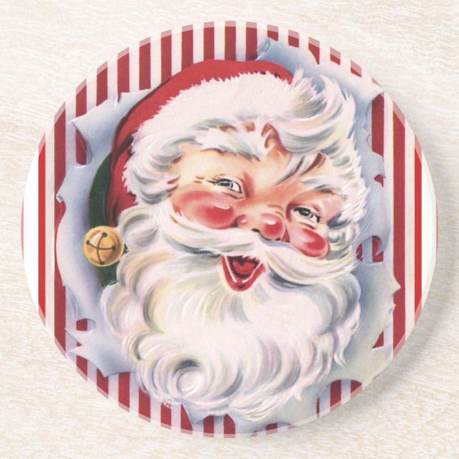 Vintagecandy caneSanta kustfartyg Underlägg Sandsten (Framsidan)