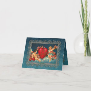 VintageCherubs och valentinhjärta Helgkort