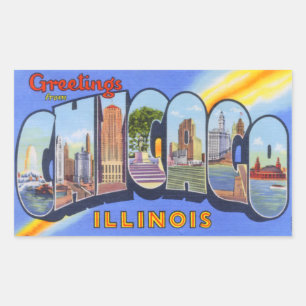 VintageChicago Illinois klistermärkear Rektangulärt Klistermärke