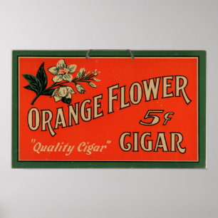 Vintagecigarrannonsering: Orange blomma Poster