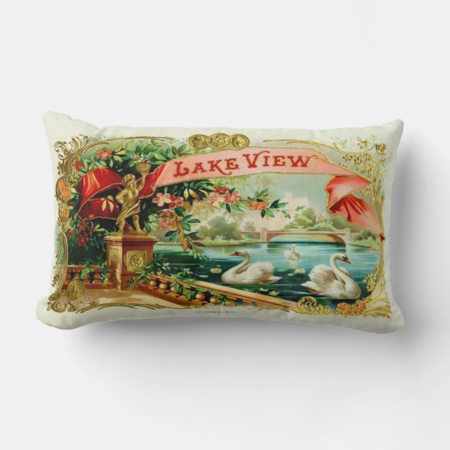 Vintagecigarren boxas etiketten lumbarkudde (Framsida)