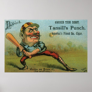 Vintagecigarretikett, sportbaseballTansill Poster