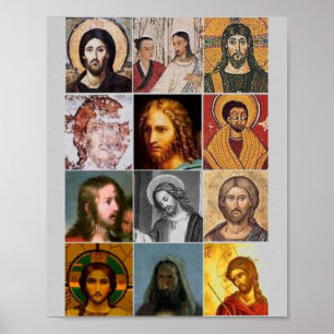 Vintagecollage av heliga Jesus christ vår frälsare Poster