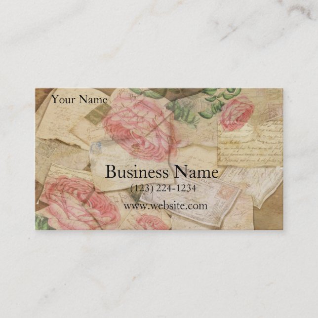 VintageCollage, franskbrev och vykort Visitkort (Framsida)