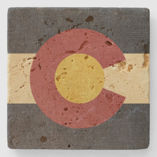 VintageColorado statlig flagga Underlägg Sten