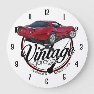 VintageCorvette garage Stor Klocka