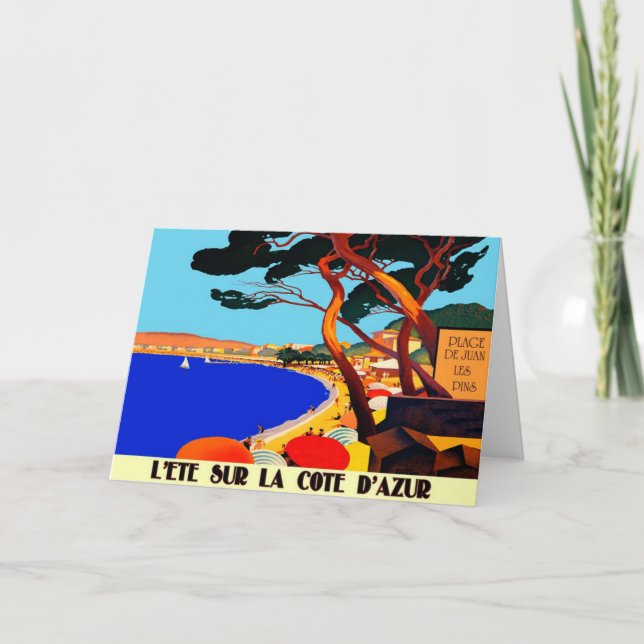 VintageCote d'Azur fransk reser Helgkort (Framsida)