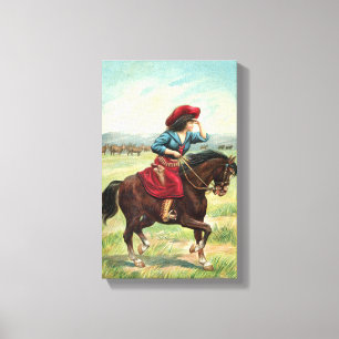 VintageCowgirl 9"" kanvastryck x14.5