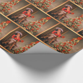 Vintagecowgirl- och julgranhelgdag presentpapper